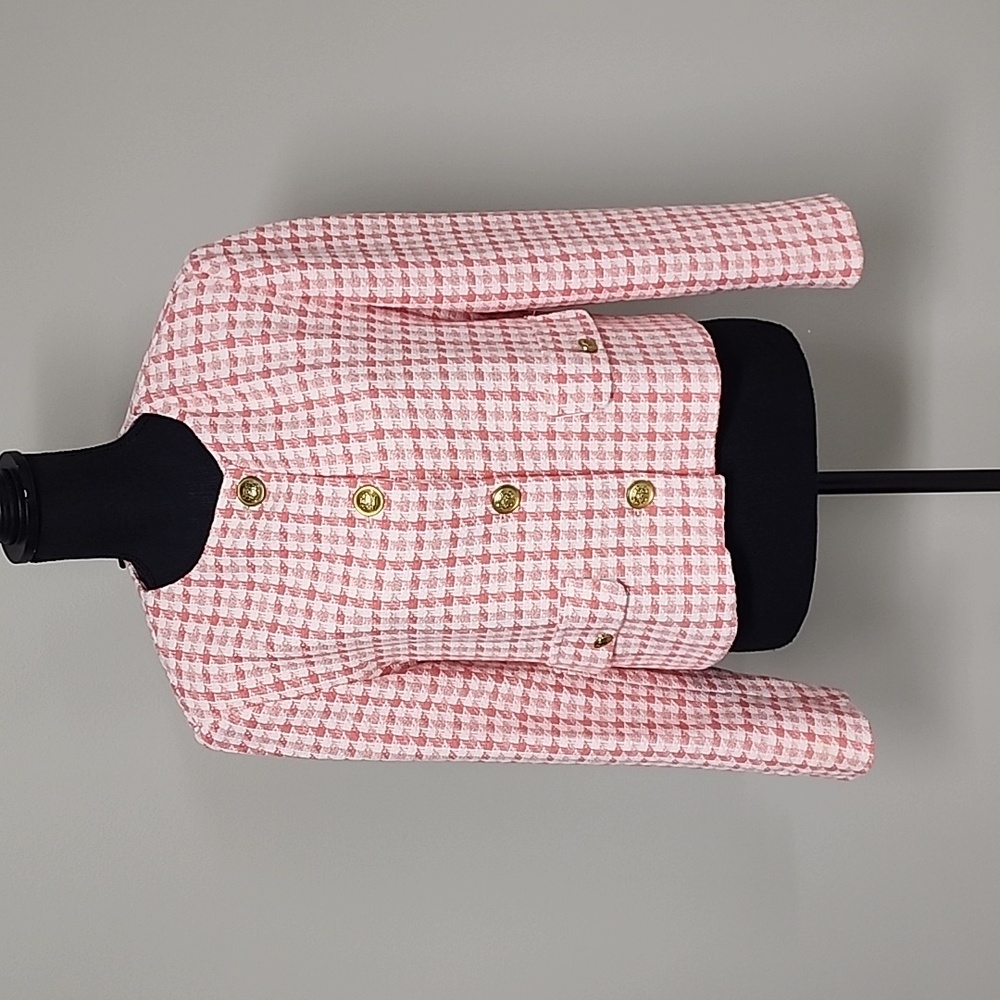 ZARA Houndstooth Tweed Crop Blazer - Picture 6 of 17